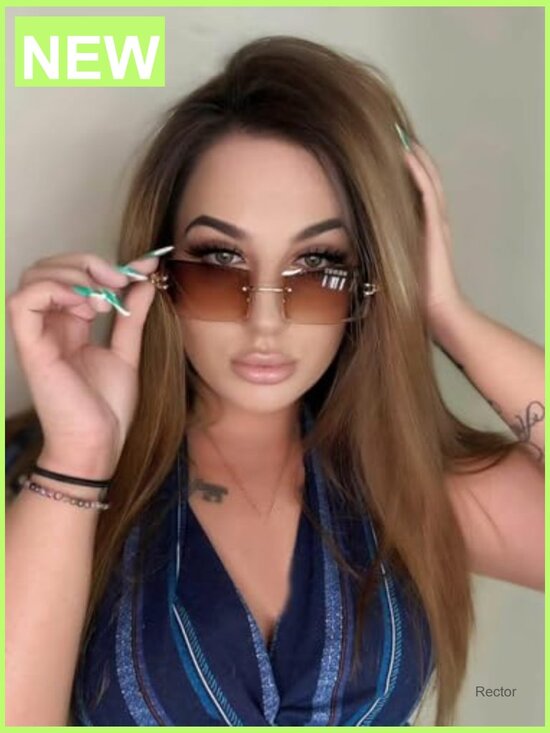 Vintage Rimless Sunglasses Rectangle Frameless Candy Color Glasses main image 5